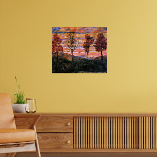 Poster Quatro Árvores, arte de Egon Schiele,