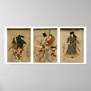 Pôster Quatro Atores, Kuniyoshi, Belas Artes Japonesas