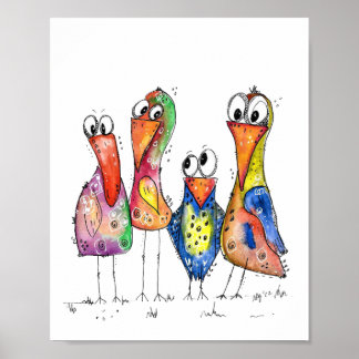 Poster Quatro Aves Células E Quentes