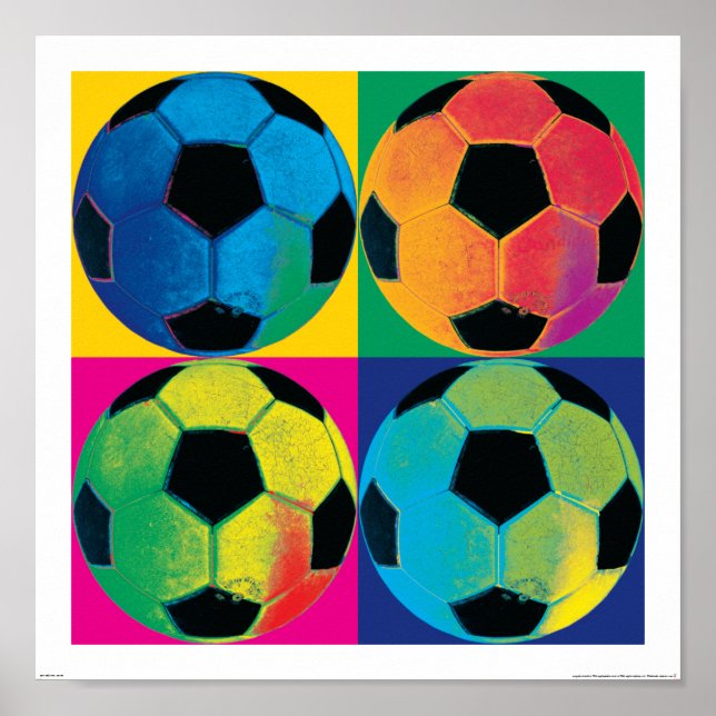 Poster Quatro Bolas de Futebol em Cores Diferentes (Frente)