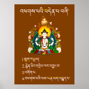 Poster Quatro ensinos nobres de Buddha das verdades no