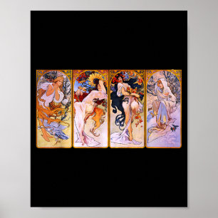 Poster Quatro Estações por Mucha Art Nouveau