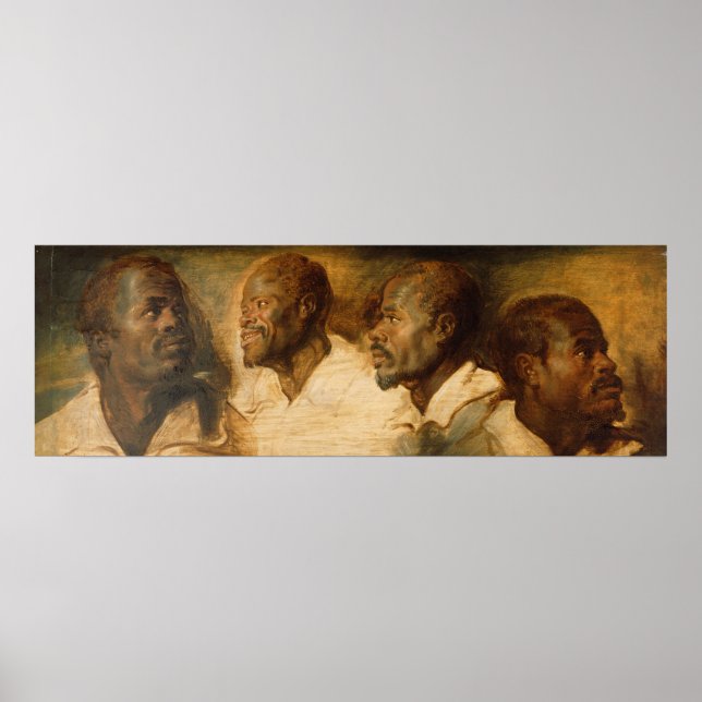 Poster Quatro estudos de uma cabeça masculina, Ruebens (Frente)