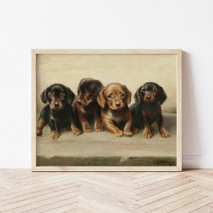Poster Quatro Filhotes de Dachshund   Carl Reichert