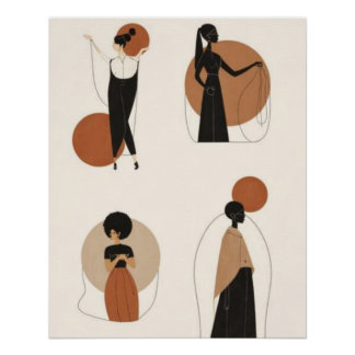 Pôster Quatro Formas Femininas | Mulheres Abstratas Afric