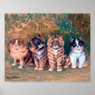 Poster Quatro Kittens, Louis Wain