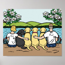 Poster Quatro Labradores e Pais Lago View