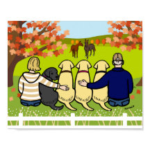 Quatro Labradores e Pais no outono