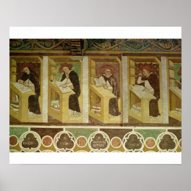 Poster Quatro monges dominicanos em suas mesas, do cycl (Frente)