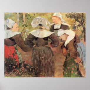 Pôster Quatro mulheres bretão por Paul Gauguin