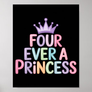 Poster Quatro uma princesa 4º aniversário meninas 4 anos