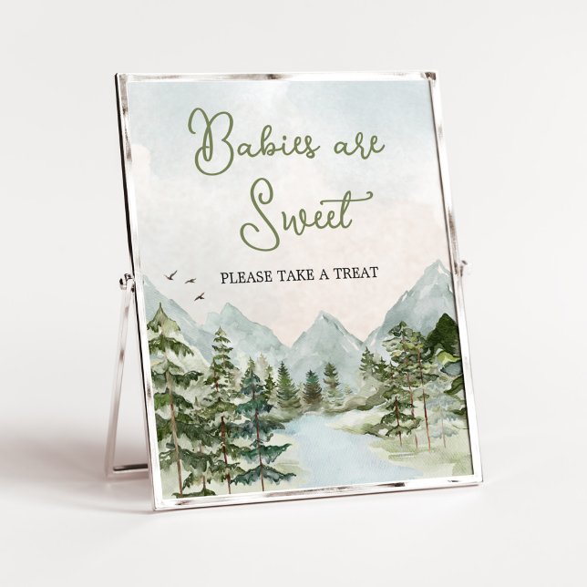 Poster Que a aventura comece os bebês do Woodland sejam d (Forest Baby Shower Babies are Sweet Sign)