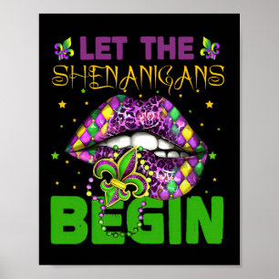 Poster Que Comece as Travessuras Camisetas do Mardi Gras2