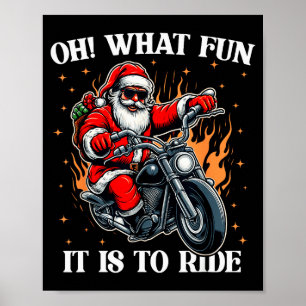 Poster Que Diversão É Andar De Moto Biker Papai Noel C