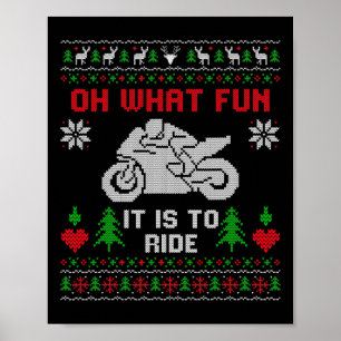 Poster Que Diversão É Dirigir Motocicleta Feia Christma