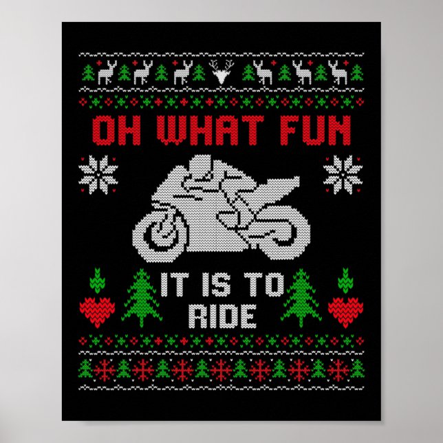 Poster Que Diversão É Dirigir Motocicleta Feia Christma (Frente)