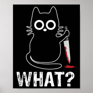 Poster Que - Engraçado Gato Com Design Gráfico De Faca