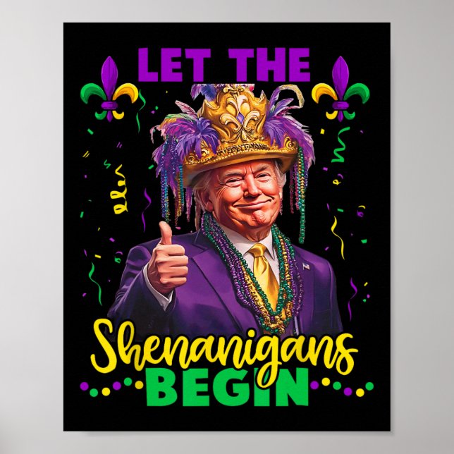 Poster Que Os Shenanigans Comecem A Trump Mardi Gras Men  (Frente)