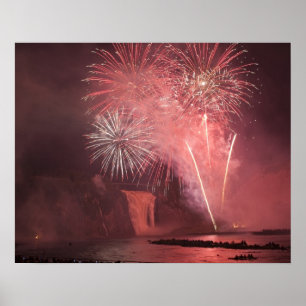 Poster Quebec City, Quebec, Canadá. Fireworks no Parc 2