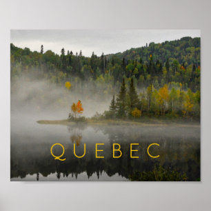 Poster Quebec Landscape Fall Lake com Fog Fine Art Photo