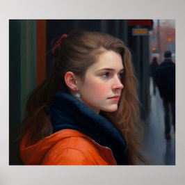 Poster Québécois pintura a óleo de pintura de uma mulher