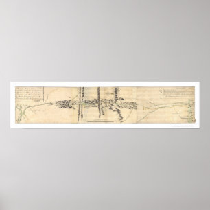 Poster Quebeque ao mapa 1760 da expedição de Maine