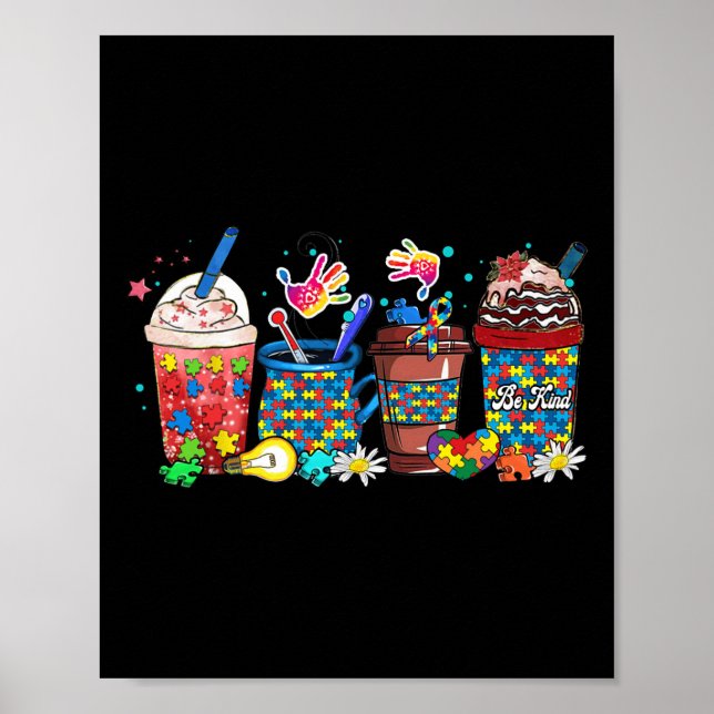 Poster Quebra-cabeça Autismo Dia da Consciência Café Café (Frente)