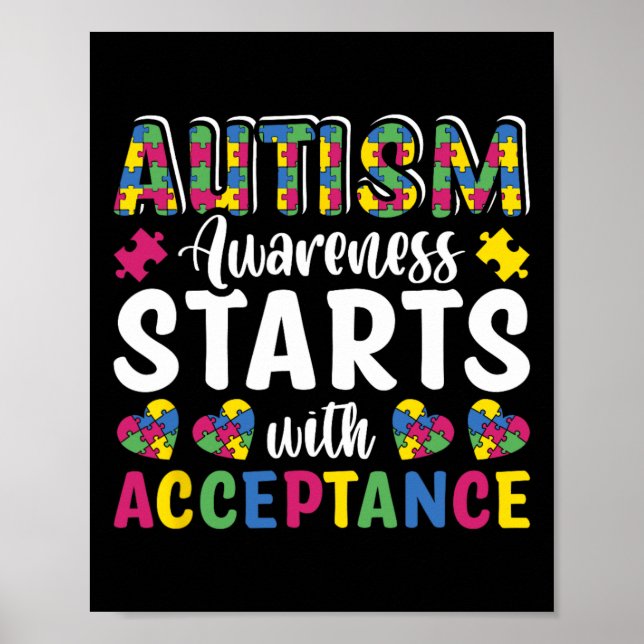 Poster Quebra-cabeça Consciência do Autismo Aceitar Compr (Frente)