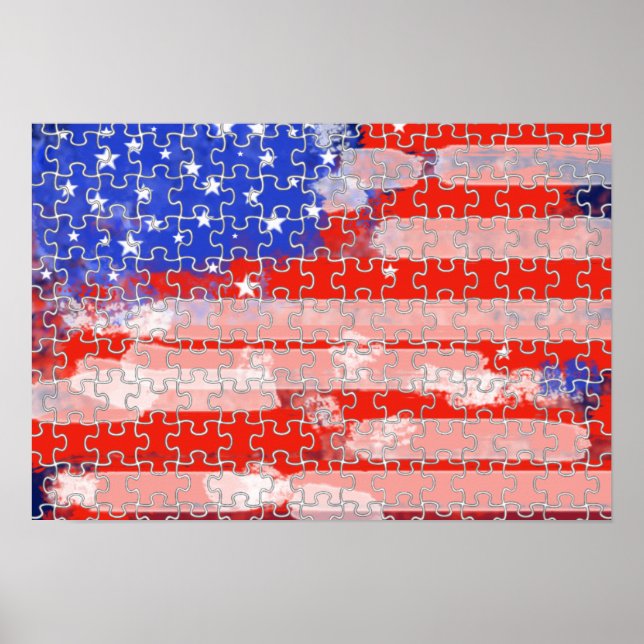 Pôster QUEBRA-CABEÇA de bandeira dos EUA (Frente)