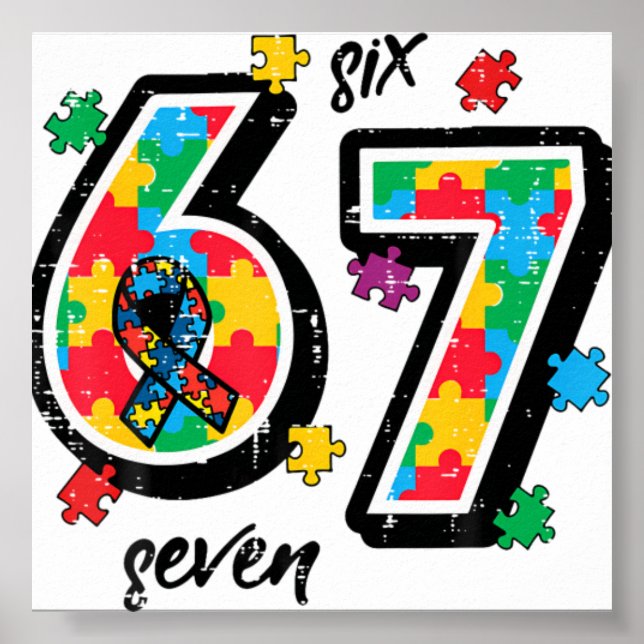 Poster Quebra-cabeça de Conscientização do Autismo 6 7 Si (Frente)