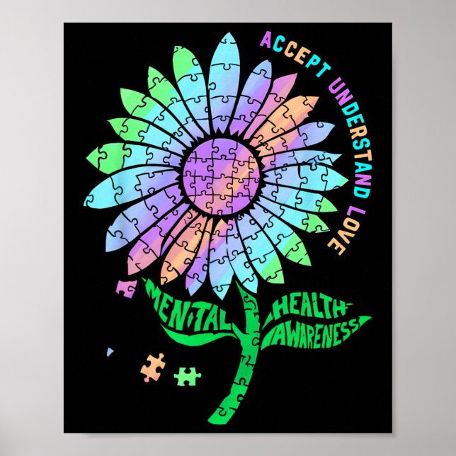 Poster Quebra-cabeça de Conscientização sobre Saúde Menta (Frente)