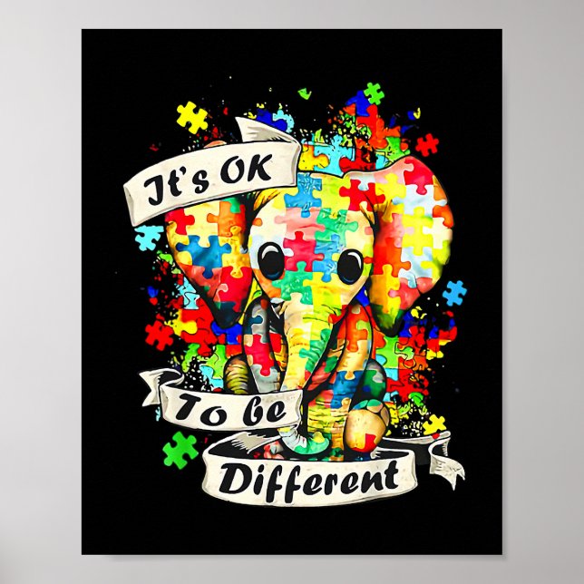 Poster Quebra-cabeça De Elefante Autismo É Certo Ser Outr (Frente)