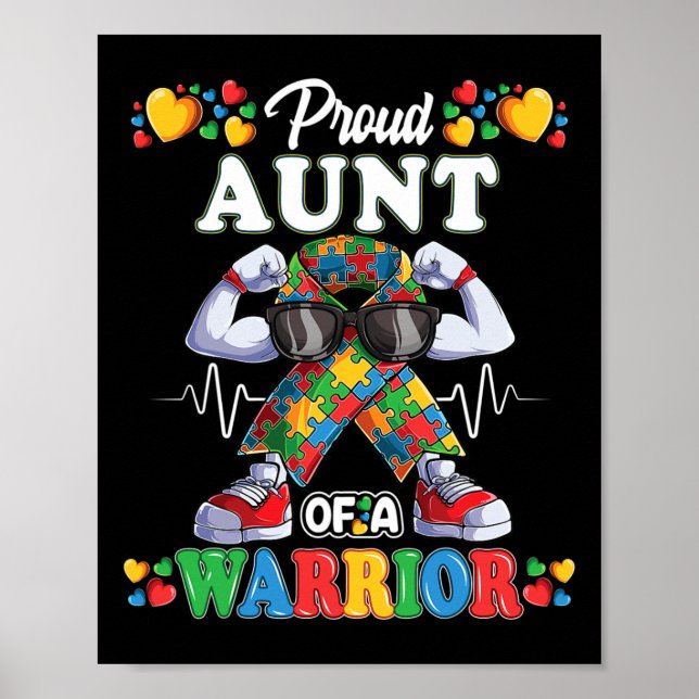 Poster Quebra-cabeça De Fita Autista Tia Da Consciência D (Frente)