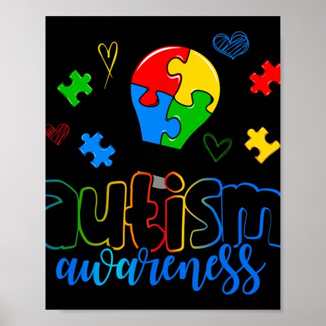 Poster Quebra-cabeça de Luz de Consciência Autismo (Frente)