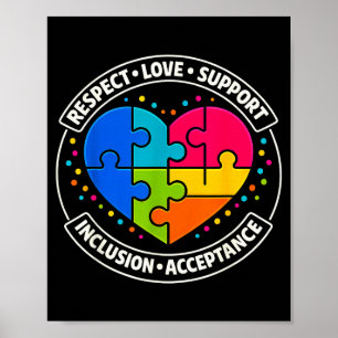 Poster Quebra-cabeça de respeito ao autismo e inclusão
