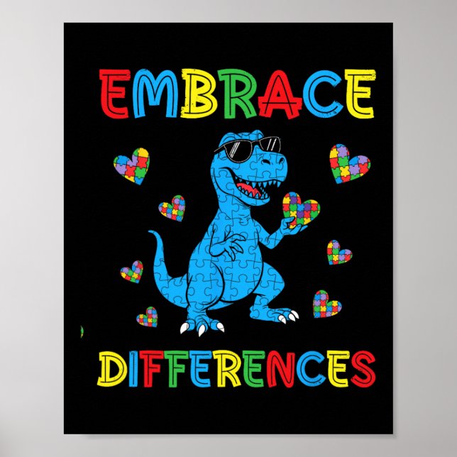 Poster Quebra-cabeça Dinossauro T-rex Abrace Diferenças A (Frente)