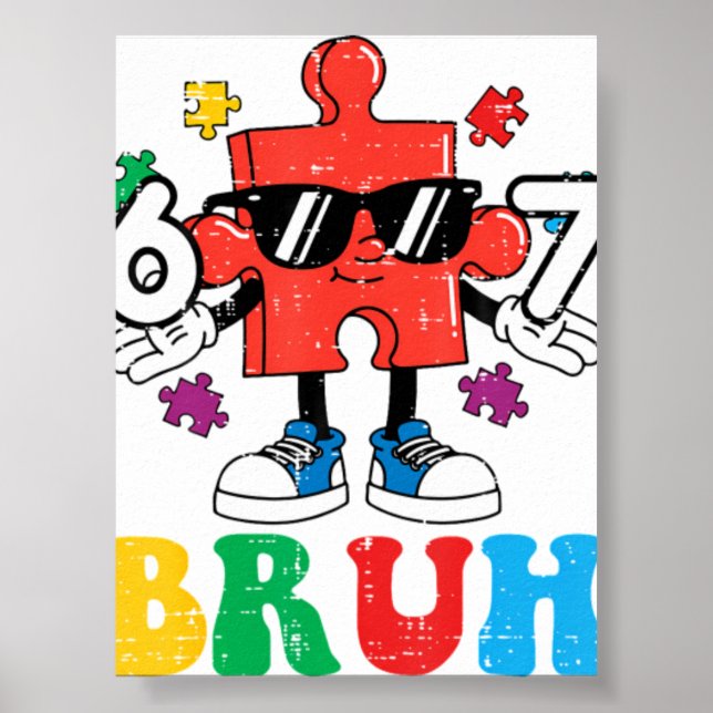 Poster Quebra-cabeça do Autismo 6 7 Mão Ferida (Frente)