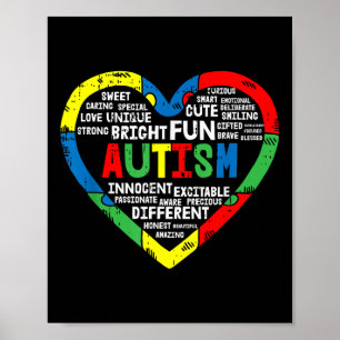 Poster Quebra-cabeça do Coração Autismo Sensibilização Br