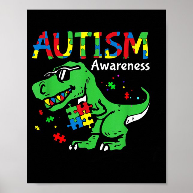 Poster Quebra-cabeça do Dinossauro T-Rex Conscientização  (Frente)