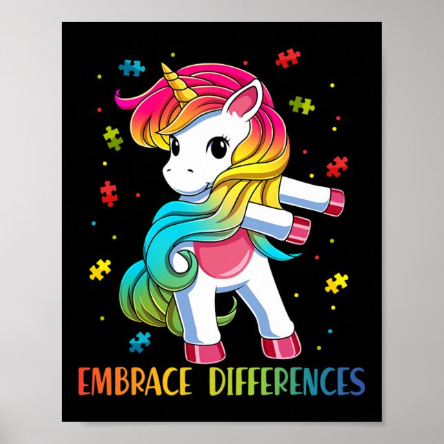 Poster Quebra-cabeça do Unicórnio Flosing Piece Autismo G (Frente)