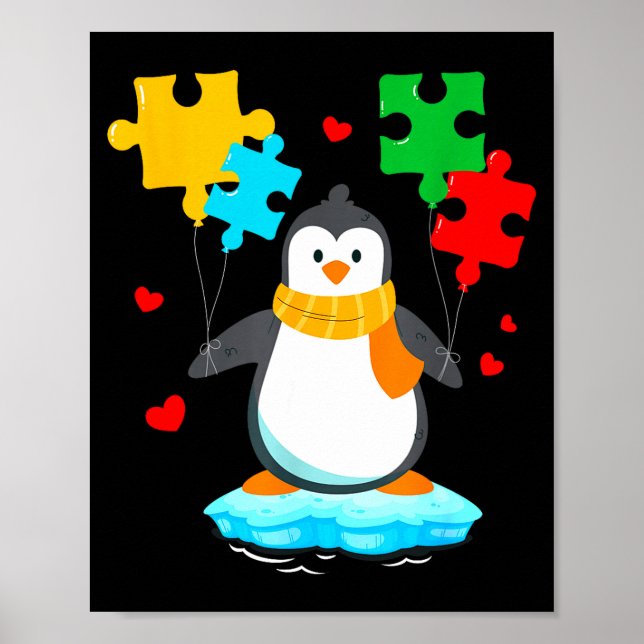Poster Quebra-cabeça engraçado de pinguim mês de conscien (Frente)