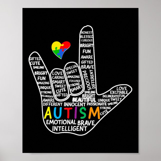 Poster Quebra-cabeça Heart ASL Love Sign Language hand Au (Frente)