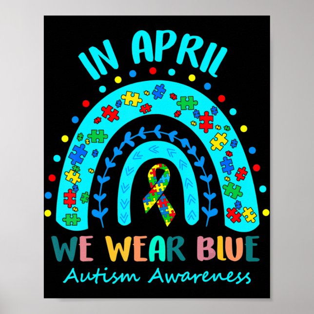 Poster Quebra-cabeça Rainbow Em Abril Vestimos Autismo Az (Frente)