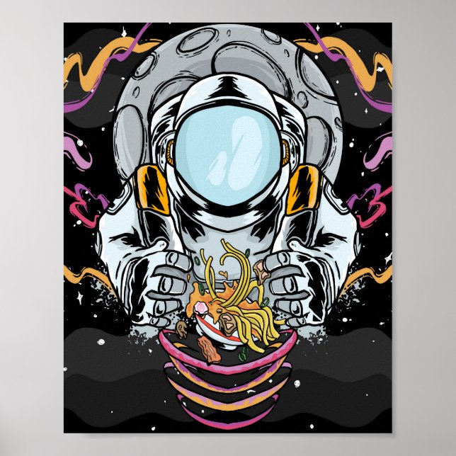 Poster Quebra de macarrão astronauta no espaço (Frente)