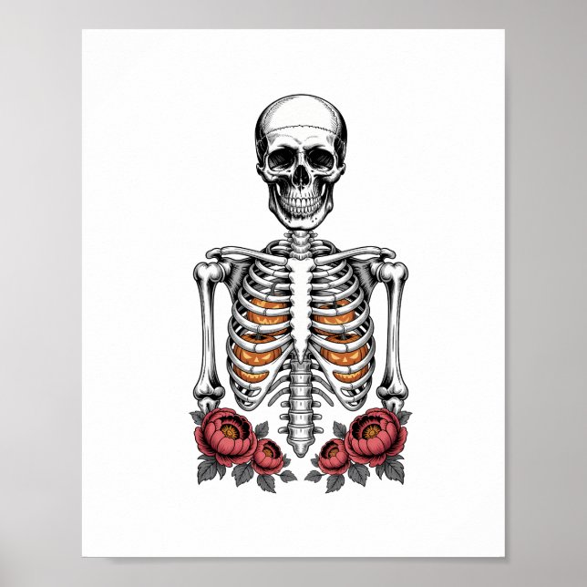 Poster Quebra de Pumpkin Engraçado Skeleton (Frente)