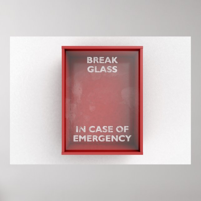 Poster Quebra Em Caso De Caixa Vermelha De Emergência (Frente)