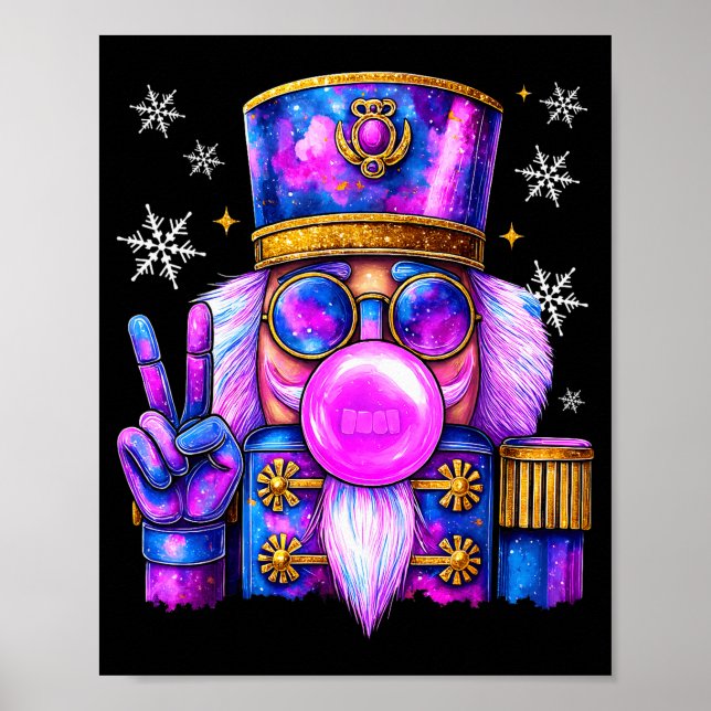 Poster Quebra-Nozes Roxo Soprando Chiclete Natal Fofo (Frente)