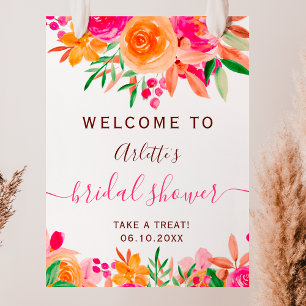 Poster Queda a frio chá de panela de aquarela floral