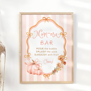 Poster Queda Chá de fraldas Floral de Abóbora Bar Mãe-osa