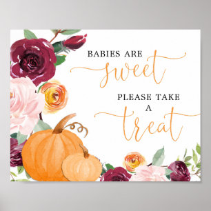 Poster Queda de abóboras florais Bebês são doces Tome uma